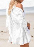 Lightweight Open Front Ruffle Kimono Cardigan - White