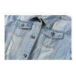 Light Blue 3/4 Sleeve Denim Jacket for Women
