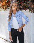 Luvamia Women's Cropped Denim Jacket - Cool Blue