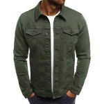 Men's Slim Fit Green Denim Jacket