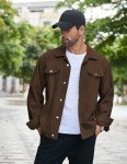 COOFANDY Dark Brown Lightweight Denim Trucker Jacket