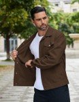 COOFANDY Dark Brown Lightweight Denim Trucker Jacket
