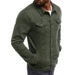 Men's Slim Fit Green Denim Jacket