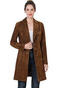 Women’s Tobacco Brown Suede Long Walking Coat