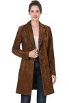 Women’s Tobacco Brown Suede Long Walking Coat