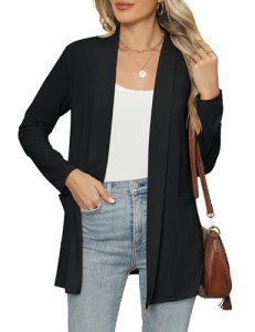 Micoson Women's Lightweight Black Long Sleeve Cardigan