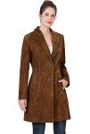 Women’s Tobacco Brown Suede Long Walking Coat