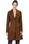 Women’s Tobacco Brown Suede Long Walking Coat