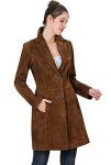 Women’s Tobacco Brown Suede Long Walking Coat