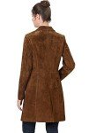 Women’s Tobacco Brown Suede Long Walking Coat