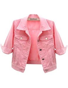 Women's Cropped Denim Jacket - Light Wash Pink