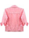 Women's Cropped Denim Jacket - Light Wash Pink