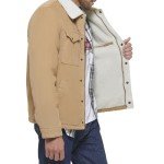 Levi's Men's Tan Corduroy Sherpa Jacket, Large