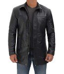 Men's Blingsoul Black Leather Car Coat, 3XL