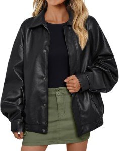 Automet Women's Oversized Faux Suede Leather Jacket