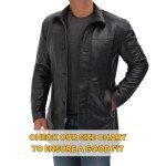 Men's Blingsoul Black Leather Car Coat, 3XL