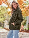 Womens Oversized Leather Motorcycle Jacket in Army Green
