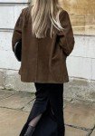 Women’s Retro Brown Faux Suede Oversized Jacket