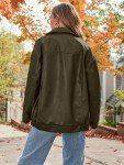 Womens Oversized Leather Motorcycle Jacket in Army Green