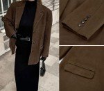 Women’s Retro Brown Faux Suede Oversized Jacket