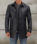 Men's Blingsoul Black Leather Car Coat, 3XL