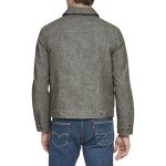 Light Grey Faux Leather Trucker Jacket for Men