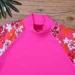 Kids Girls Two-Piece Rash Guard Swimsuit - Rose Red