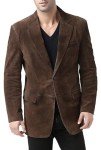 Men’s Suede Leather Blazer Sport Coat Jacket