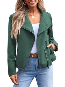 AUTOMET Women’s Green Faux Leather Cropped Jacket