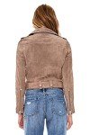 Cropped Suede Leather Motorcycle Jacket for Women