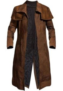 Brown Suede Leather Trench Coat for Men