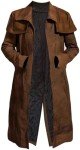 Brown Suede Leather Trench Coat for Men