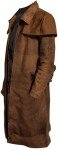 Brown Suede Leather Trench Coat for Men