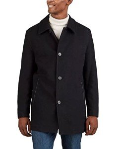 Cole Haan Men's Wool Plush Car Coat, Black