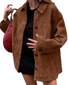 Chouyatou Women's Brown Faux Suede Jacket