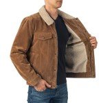 Alpine Swiss Men's Tan Vegan Leather Trucker Jacket