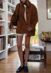 Chouyatou Women's Brown Faux Suede Jacket