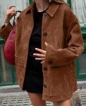 Chouyatou Women's Brown Faux Suede Jacket