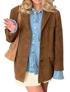 Brown Suede Women's Fall Blazer Jacket