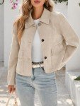 Beige Faux Suede Cropped Jacket for Women