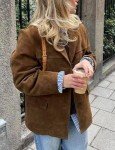Brown Suede Women's Fall Blazer Jacket