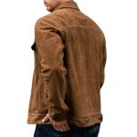 Isaac & David Men's Vintage Suede Trucker Jacket
