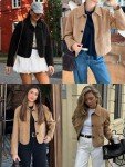 Beige Faux Suede Cropped Jacket for Women