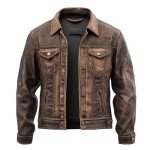 Men's Vintage Distressed Leather Trucker Jacket