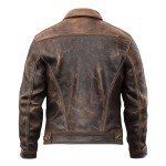 Men's Vintage Distressed Leather Trucker Jacket