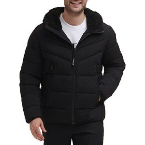 Calvin Klein Men's Puffer Jacket with Sherpa Hood