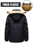 Men's Black Winter Hooded Fleece Parka Jacket
