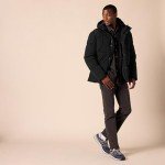 Men's Black Hooded Puffer Coat - Mid-Length