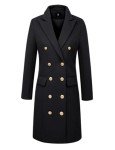 Women’s Double Breasted Wool Midi Peacoat - Black