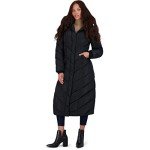 Steve Madden Women's Black Chevron Maxi Puffer Coat